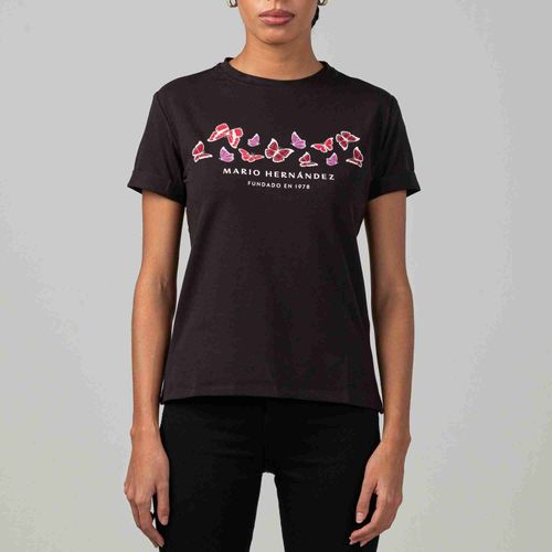 Camiseta mariposas iris negro Tierra Arriba